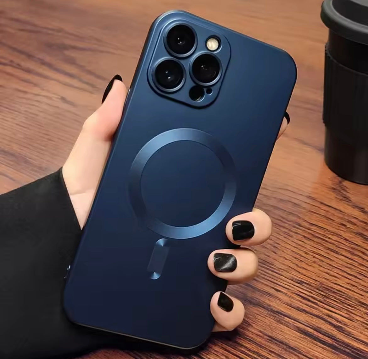 High-quality soft silicone case with a matte finish for iPhone 11, 12, 13, 14, 15, 16, 17, 18 Pro Max, Air, and Plus, featuring a magnetic bumper and protective back cover.